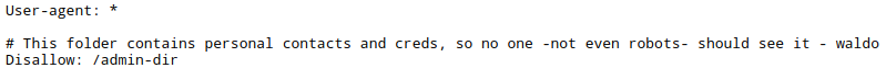 robots.txt successfully disallows admin-dir