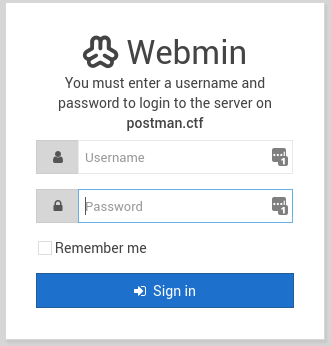 Webmin login form